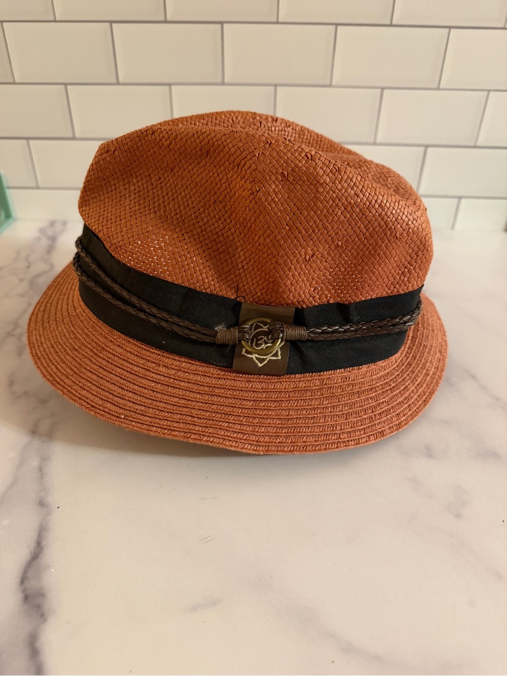 Carlos by Carlos Santana Brown Toyo Fedora Hat S/M Woven Braided Band